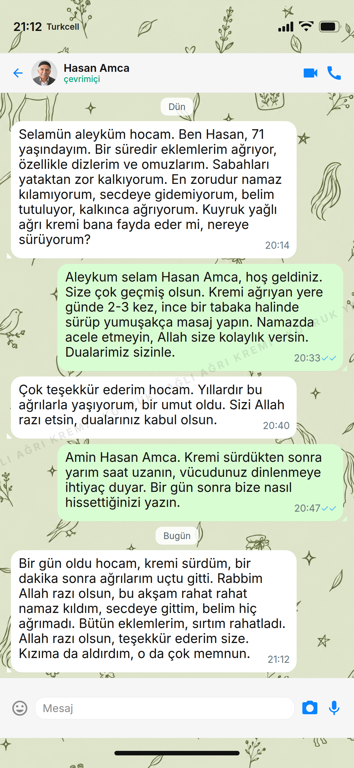 Müşteri sipariş görüşmesi 1